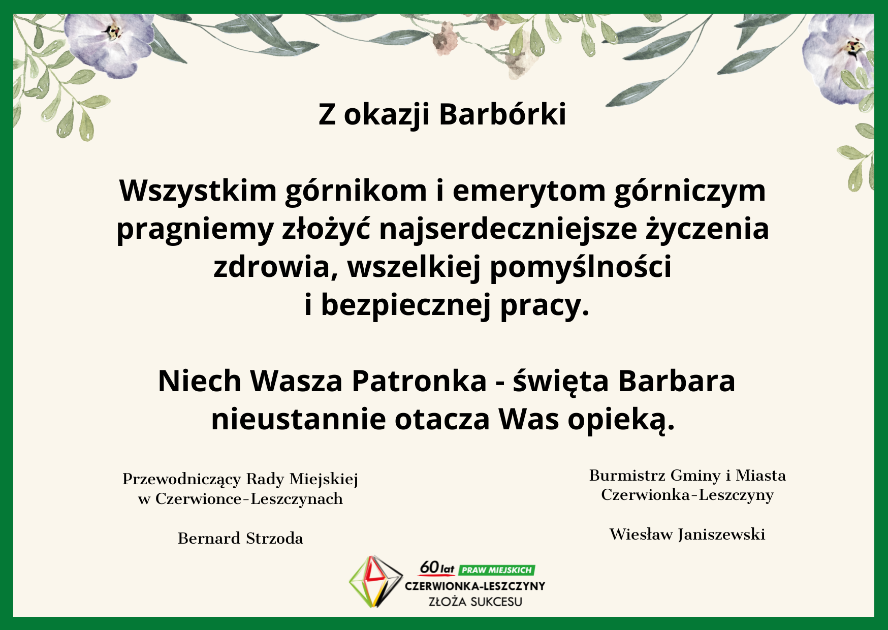 Życzenia z okazji Dnia Górnika